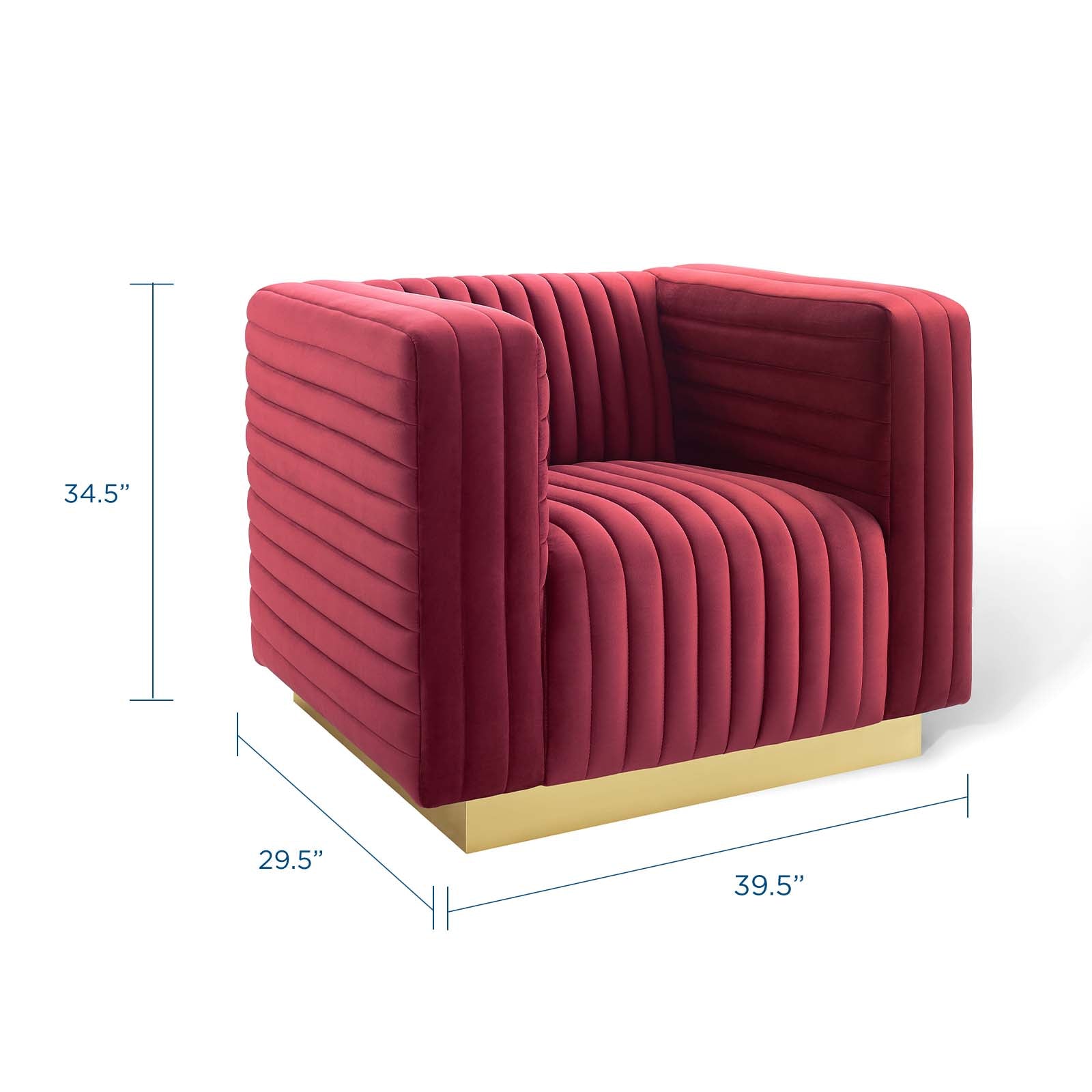 Modway Chairs - Charisma Channel Tufted Performance Velvet Accent Armchair Maroon