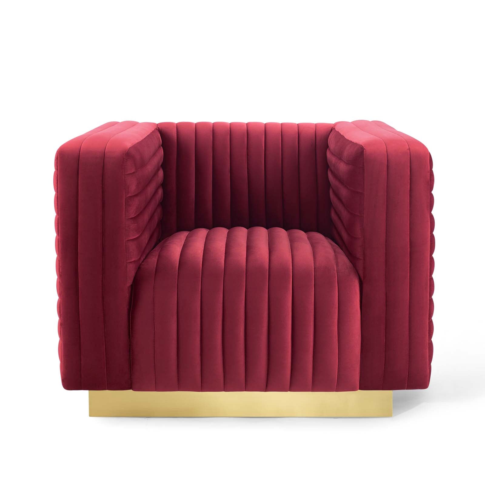 Modway Chairs - Charisma Channel Tufted Performance Velvet Accent Armchair Maroon