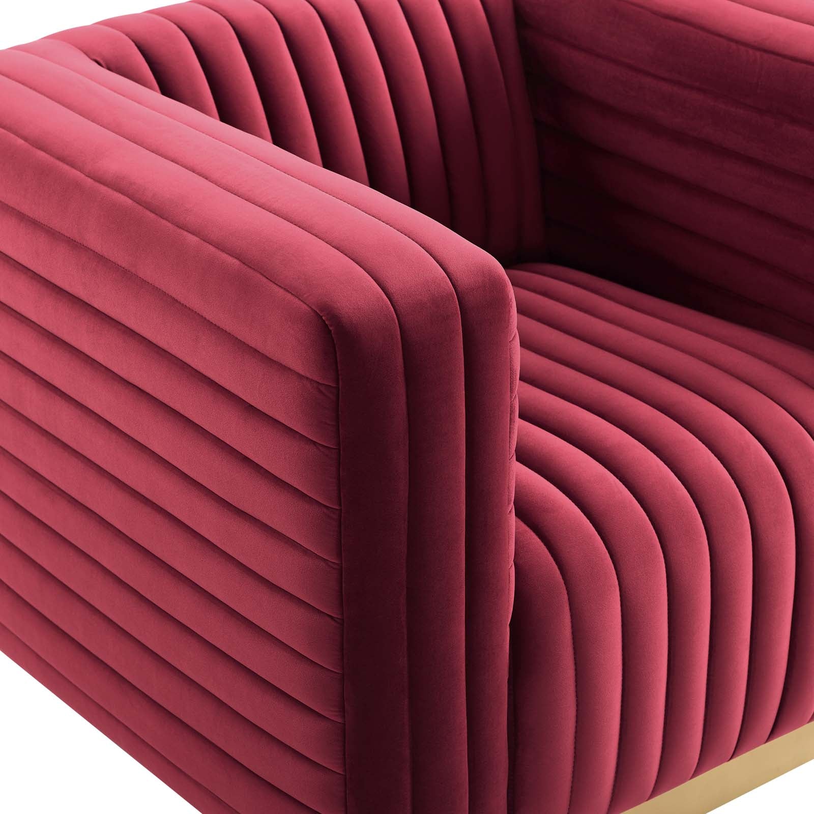 Modway Chairs - Charisma Channel Tufted Performance Velvet Accent Armchair Maroon
