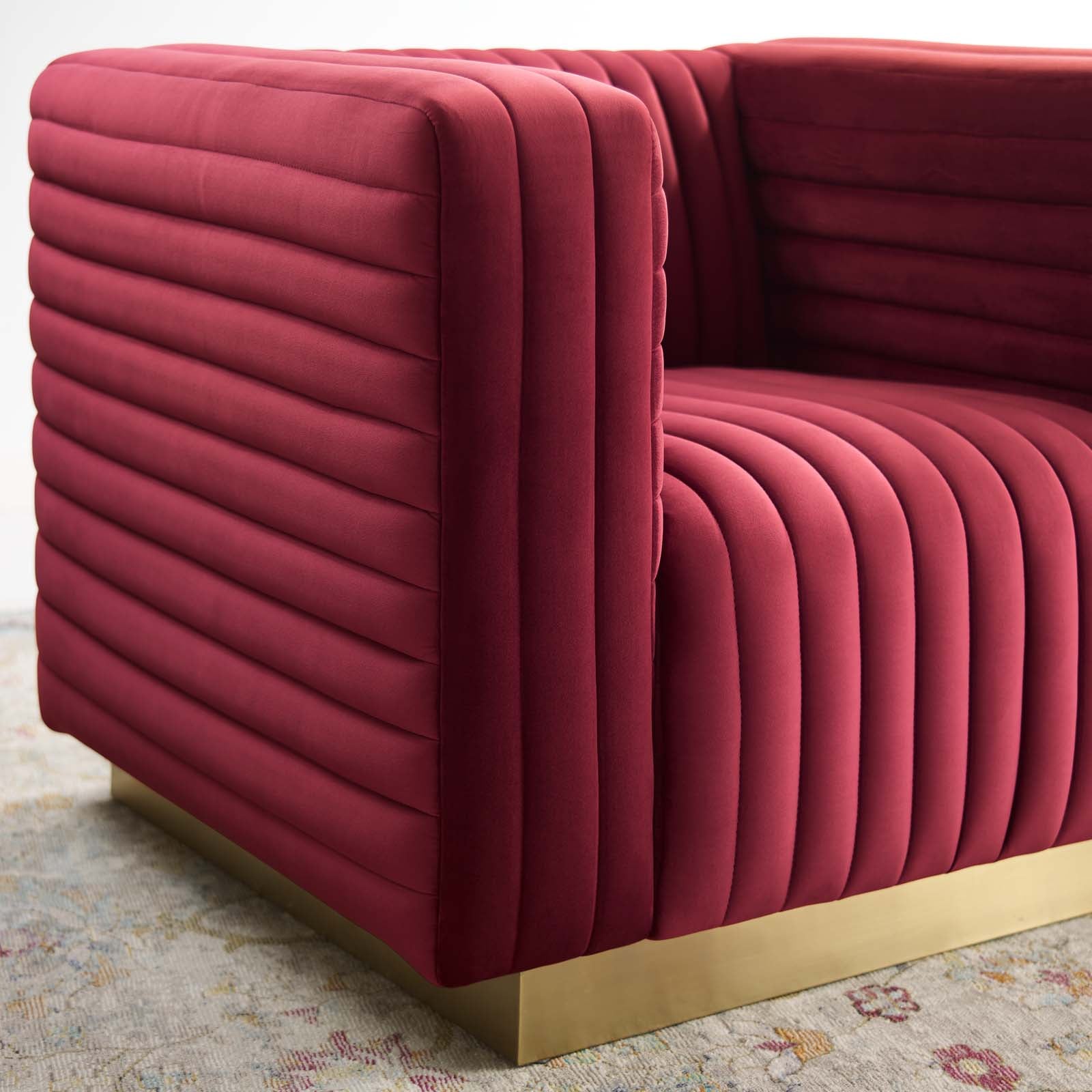Modway Chairs - Charisma Channel Tufted Performance Velvet Accent Armchair Maroon