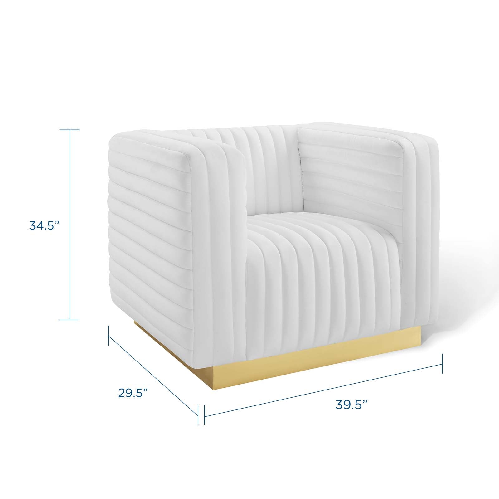 Modway Accent Chairs - Charisma Channel Tufted Performance Velvet Accent Armchair White