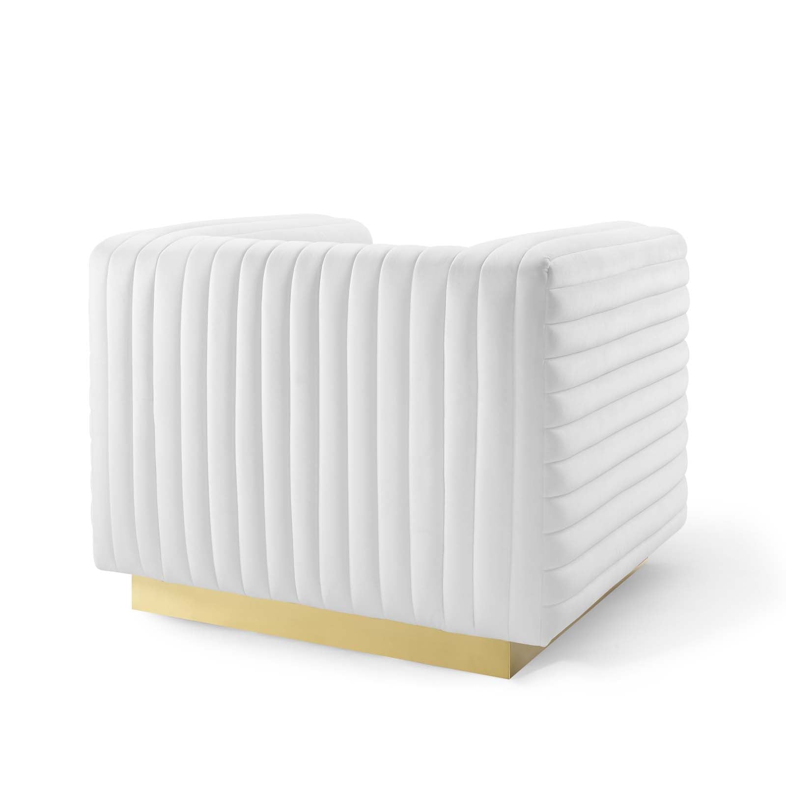 Modway Accent Chairs - Charisma Channel Tufted Performance Velvet Accent Armchair White