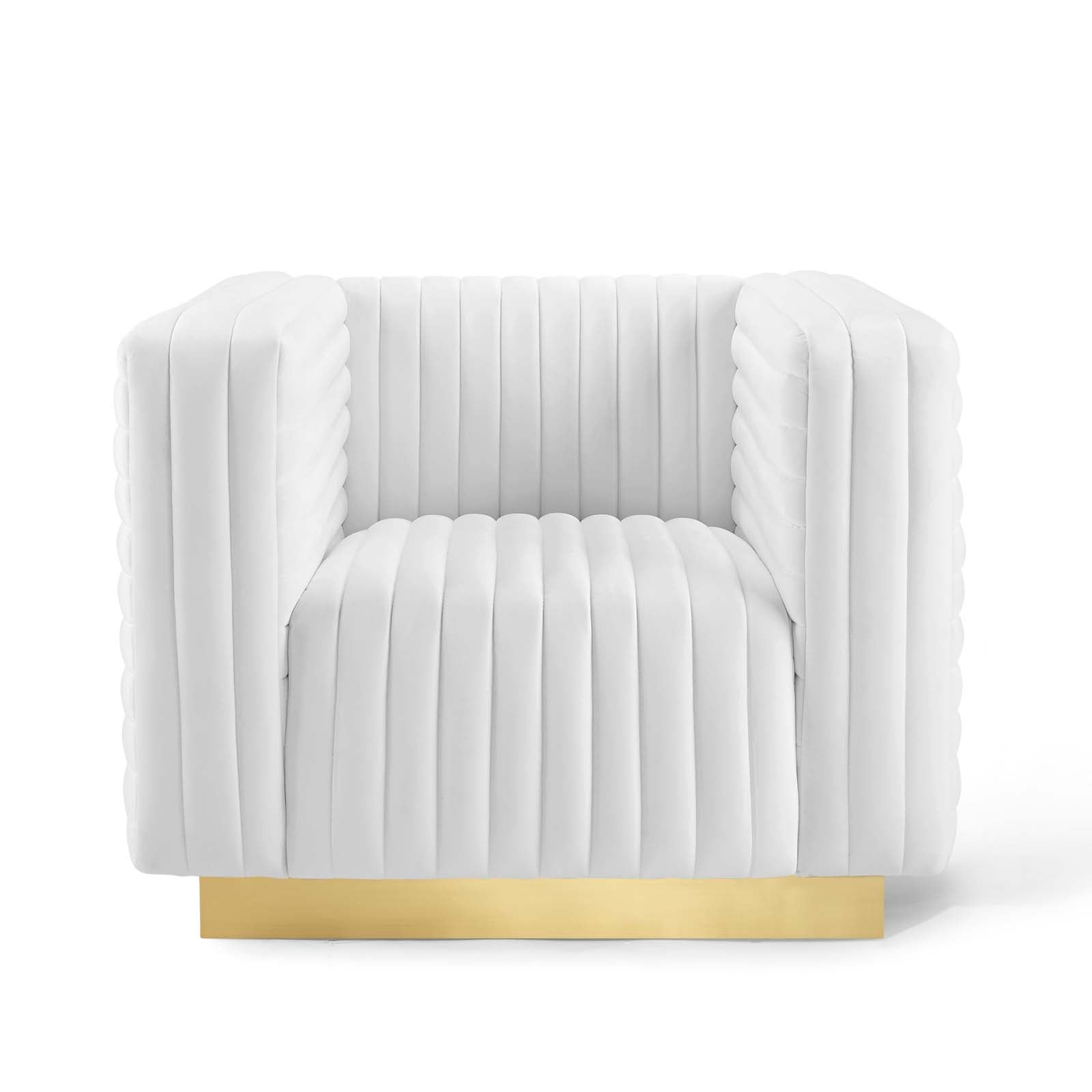 Modway Accent Chairs - Charisma Channel Tufted Performance Velvet Accent Armchair White