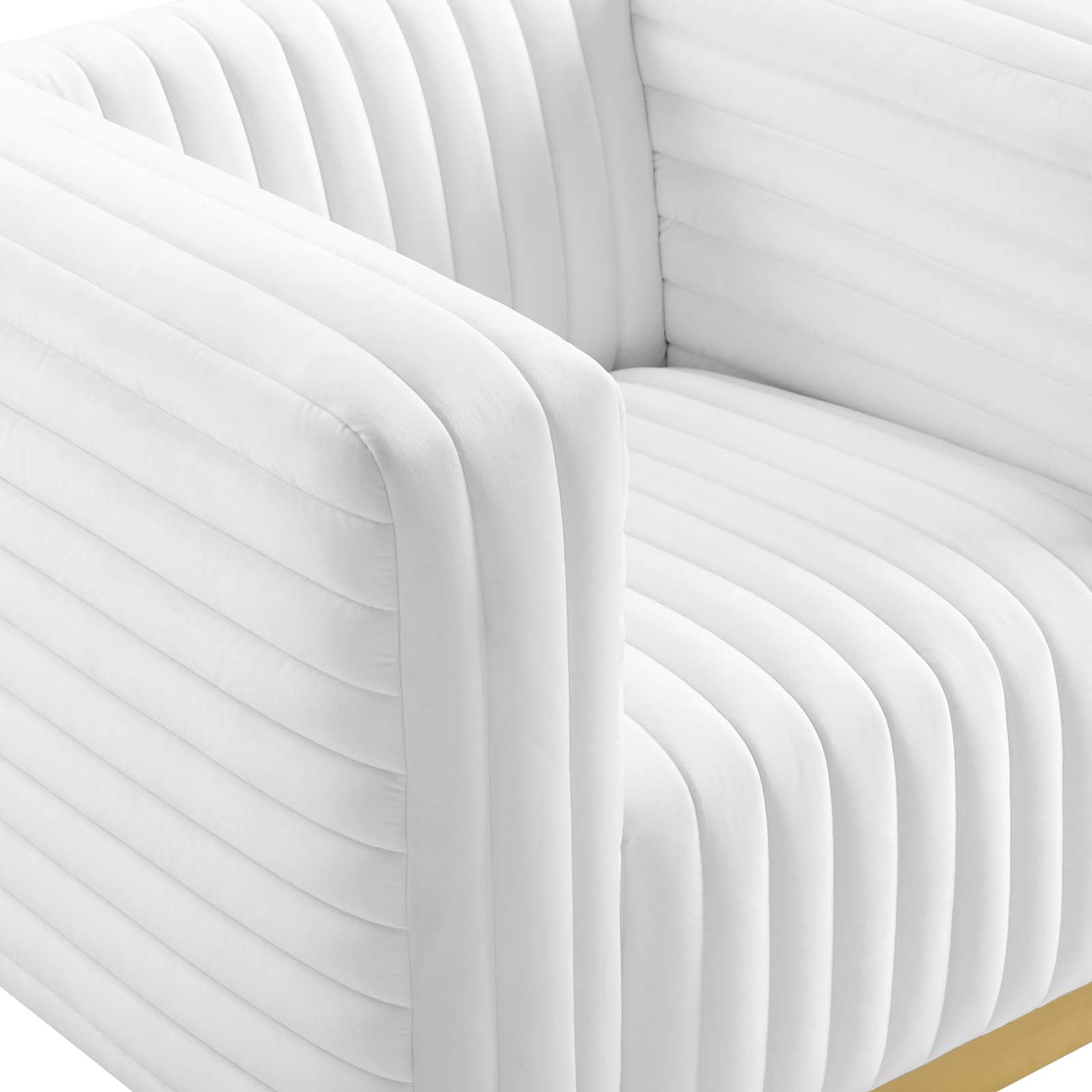 Modway Accent Chairs - Charisma Channel Tufted Performance Velvet Accent Armchair White