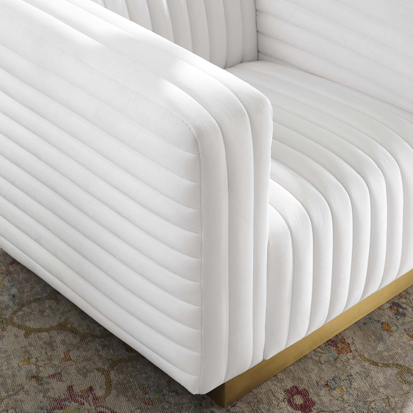 Modway Accent Chairs - Charisma Channel Tufted Performance Velvet Accent Armchair White
