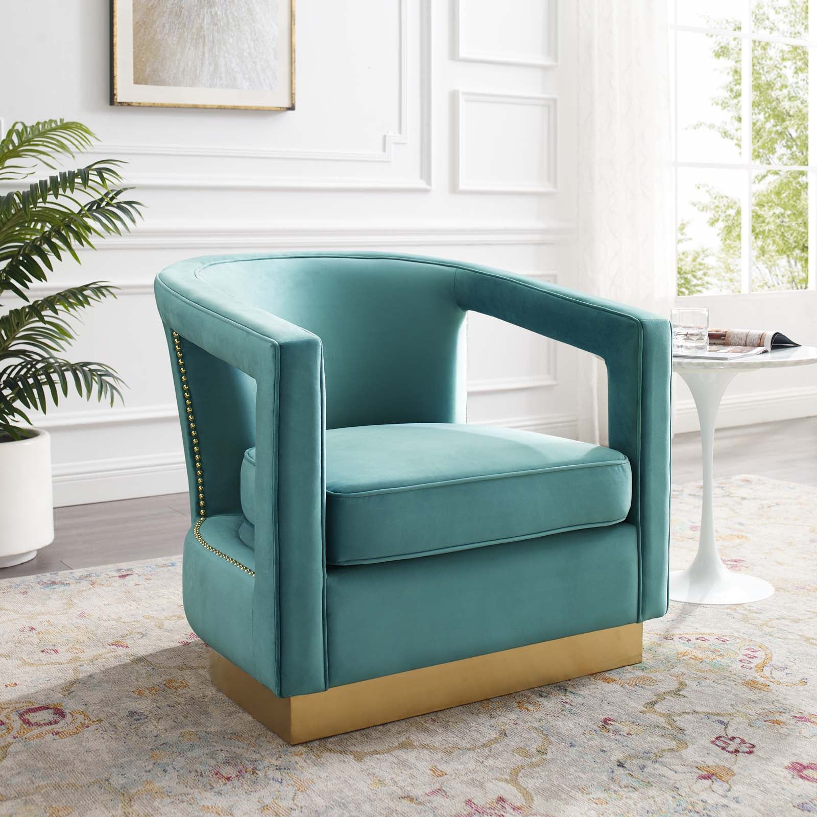 Modway Chairs - Frolick Performance Velvet Armchair Mint