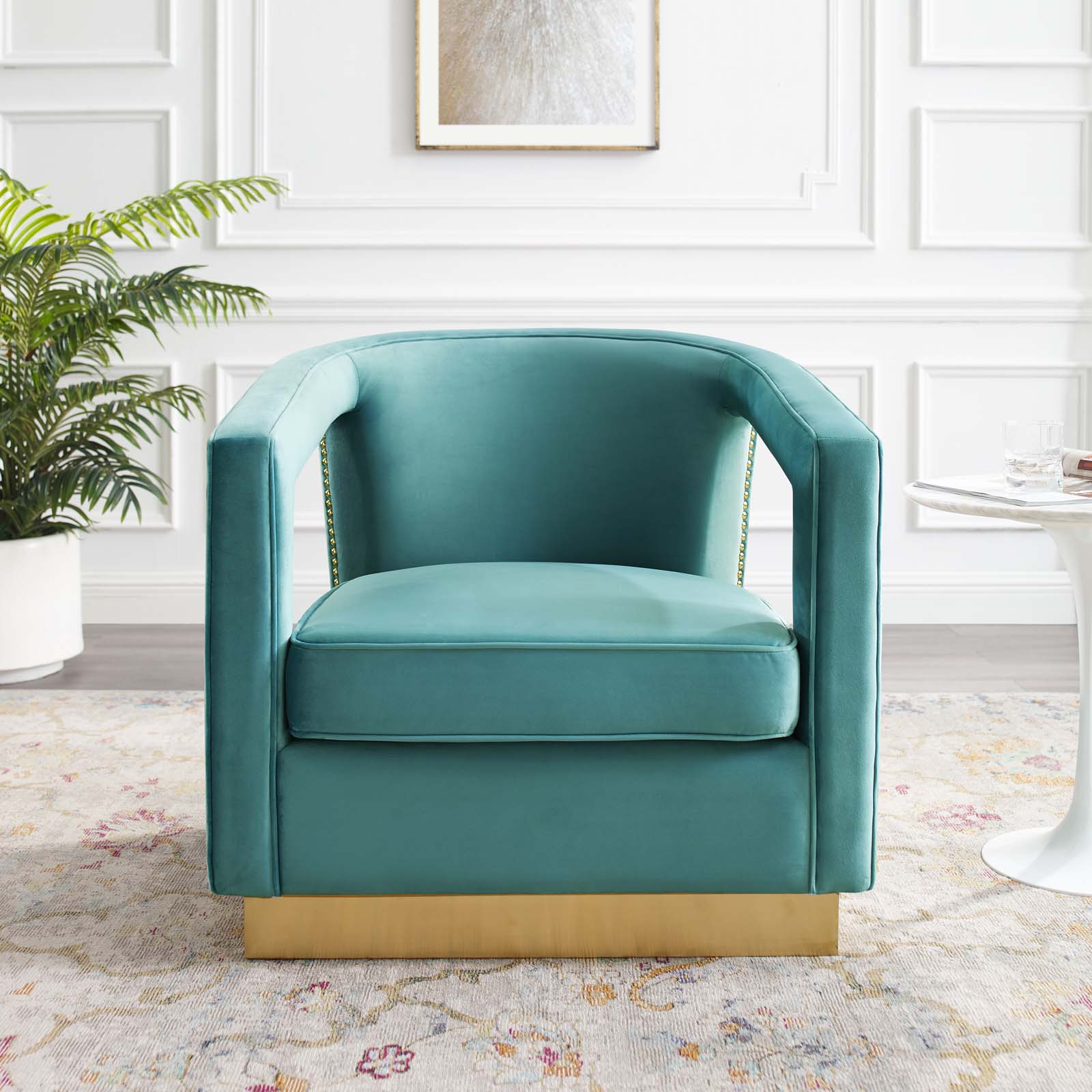 Modway Chairs - Frolick Performance Velvet Armchair Mint