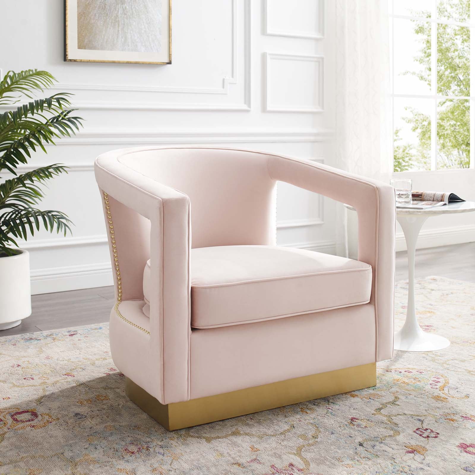 Modway Chairs - Frolick Performance Velvet Armchair Pink
