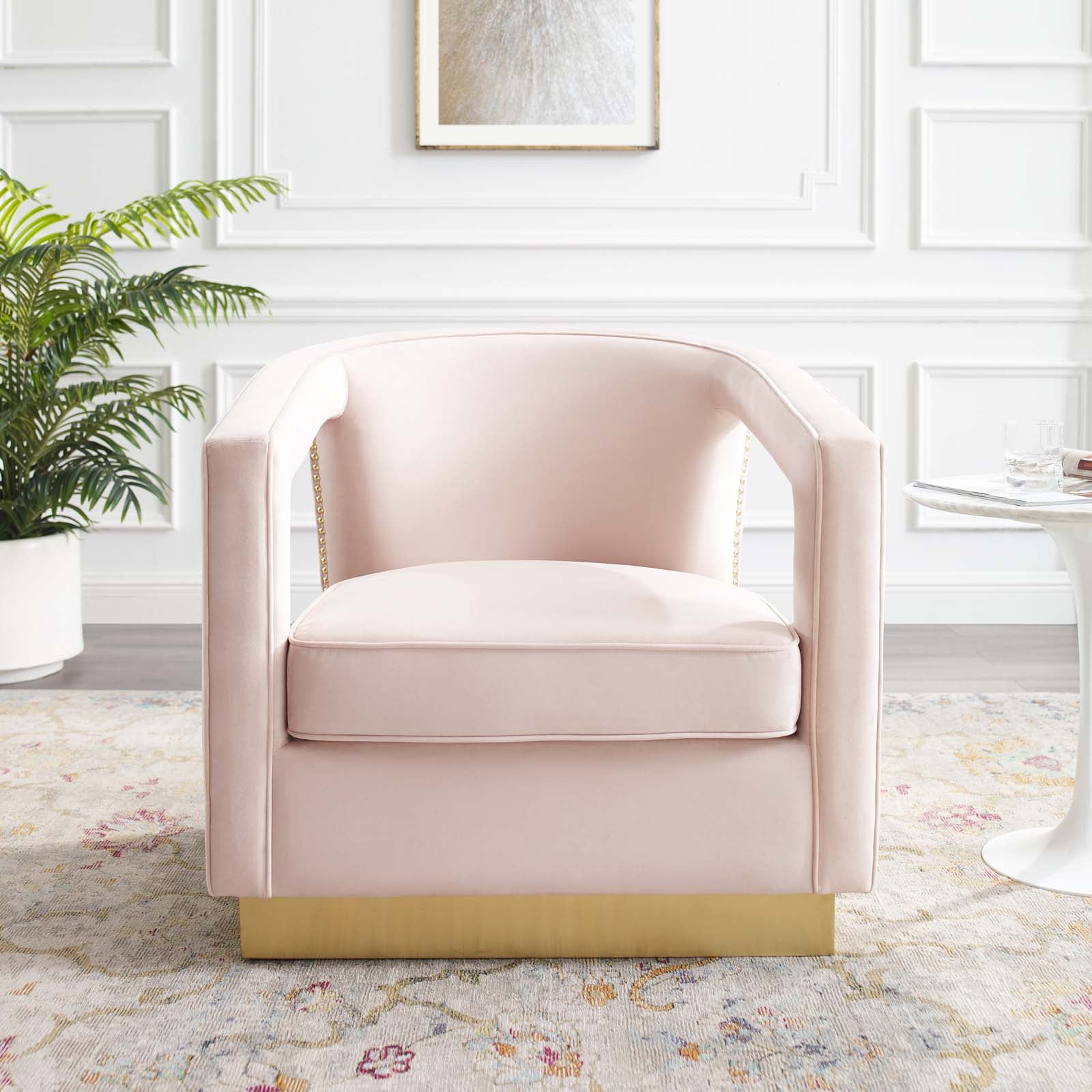 Modway Chairs - Frolick Performance Velvet Armchair Pink