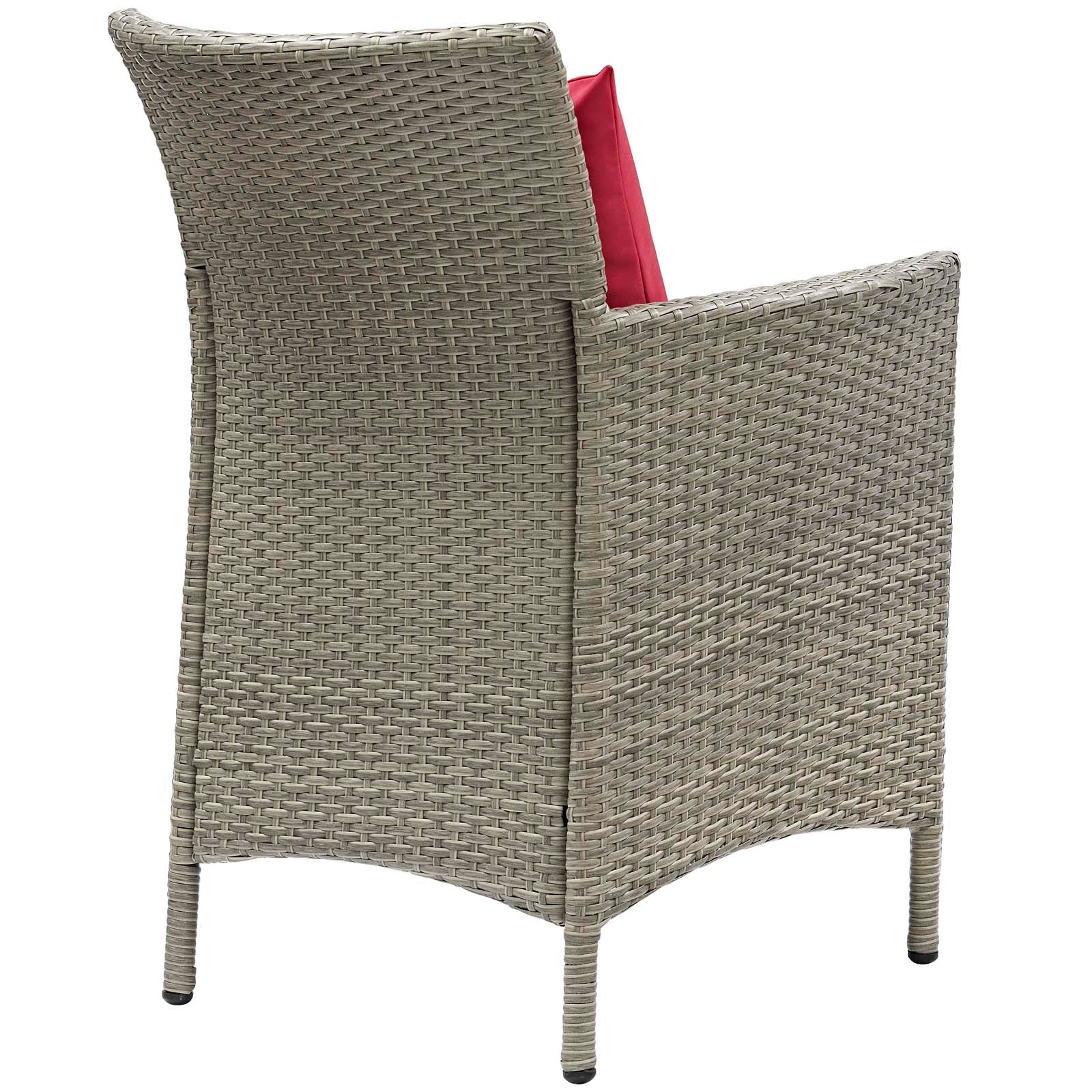 Modway Outdoor Dining Sets - Conduit 5 Piece Outdoor Patio Wicker Rattan Dining Set Light Gray Red