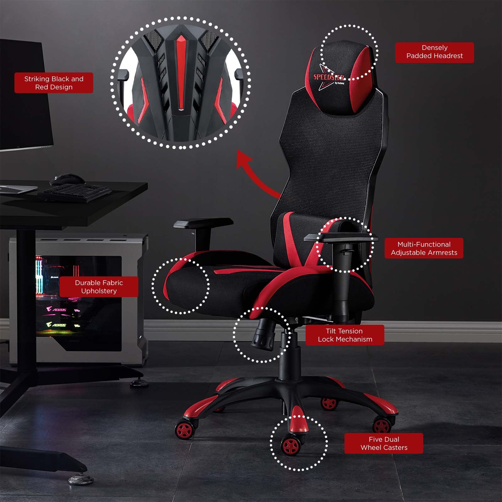 Speedster Gaming Computer Chair Black & Red