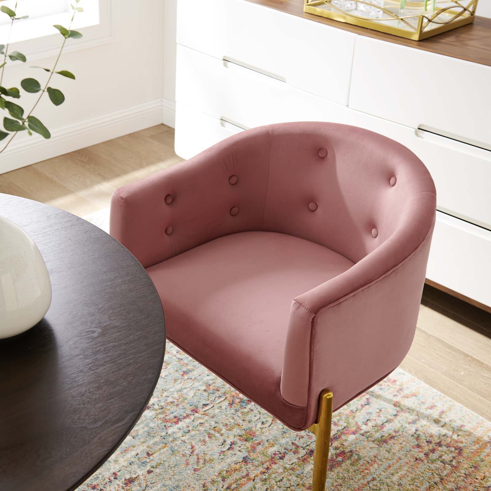 Modway Accent Chairs - Savour-Tufted-Performance-Velvet-Accent-Chair-Dusty-Rose