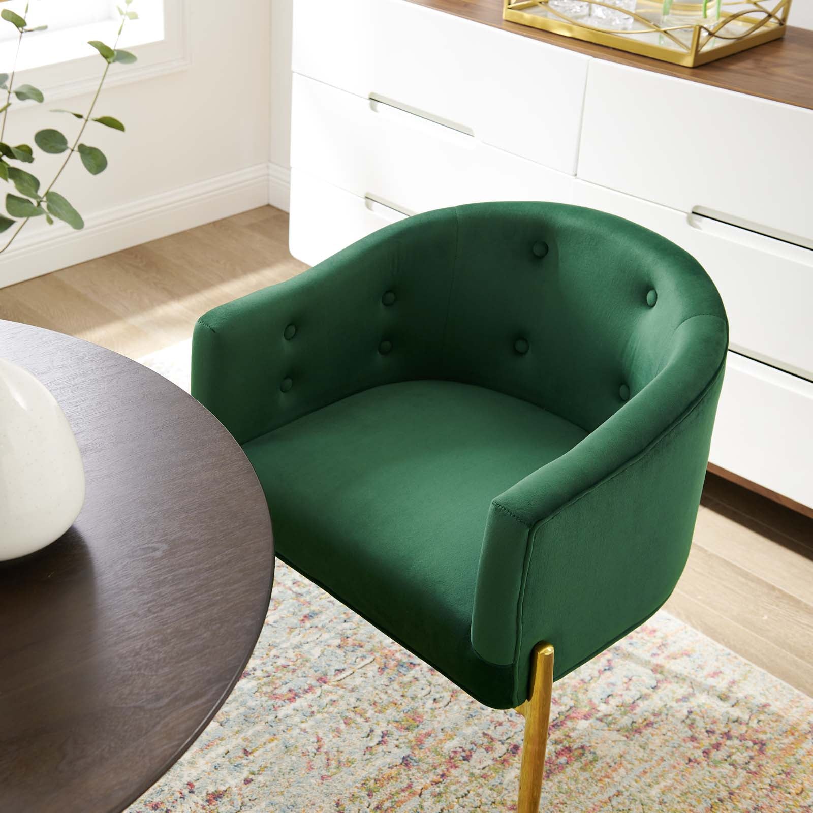 Modway Accent Chairs - Savour-Tufted-Performance-Velvet-Accent-Chair-Emerald