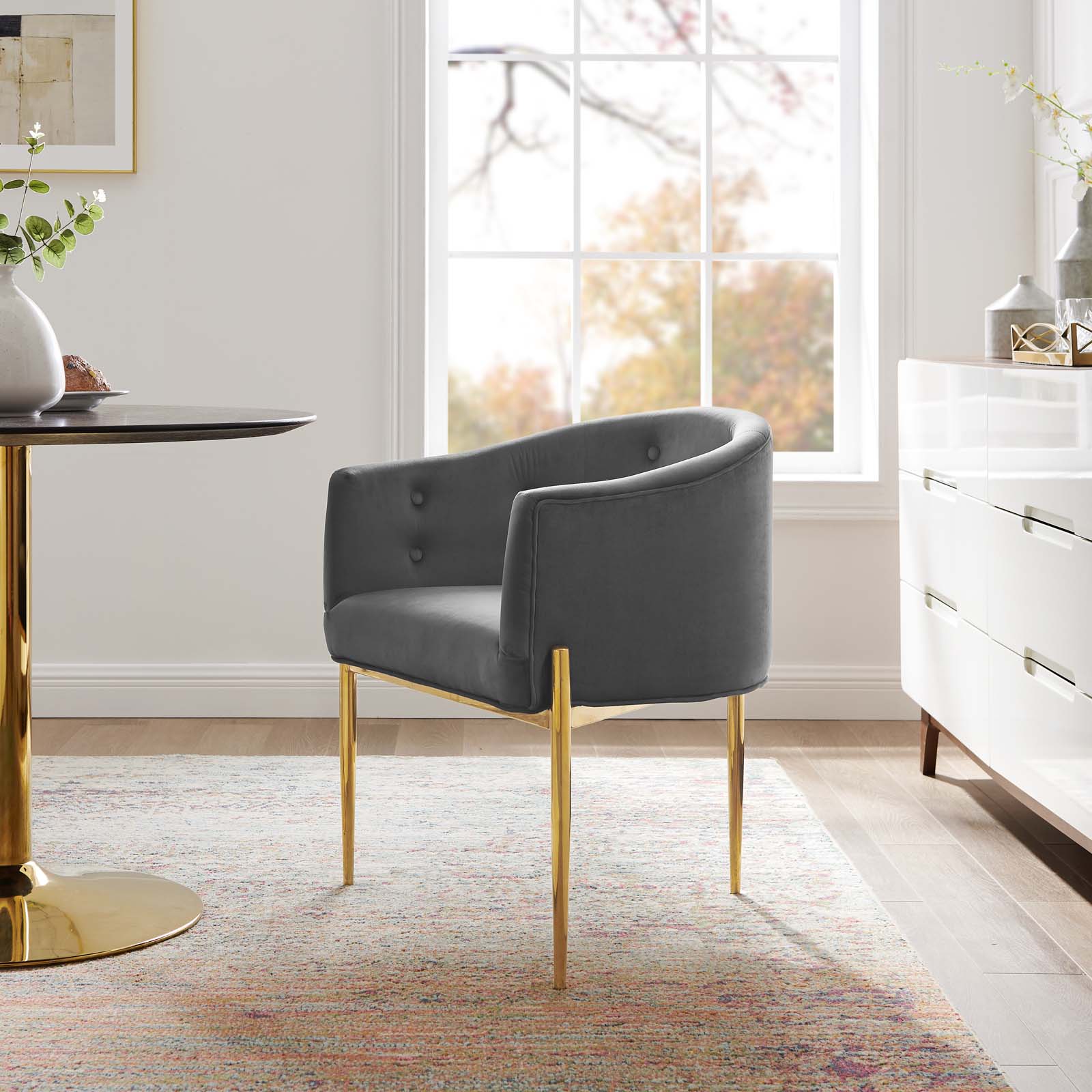 Savour Tufted Performance Velvet Accent Chair Gray