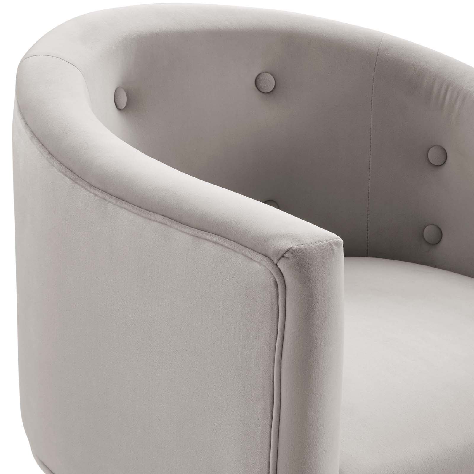 Modway Accent Chairs - Savour Tufted Performance Velvet Accent Chair Light Gray
