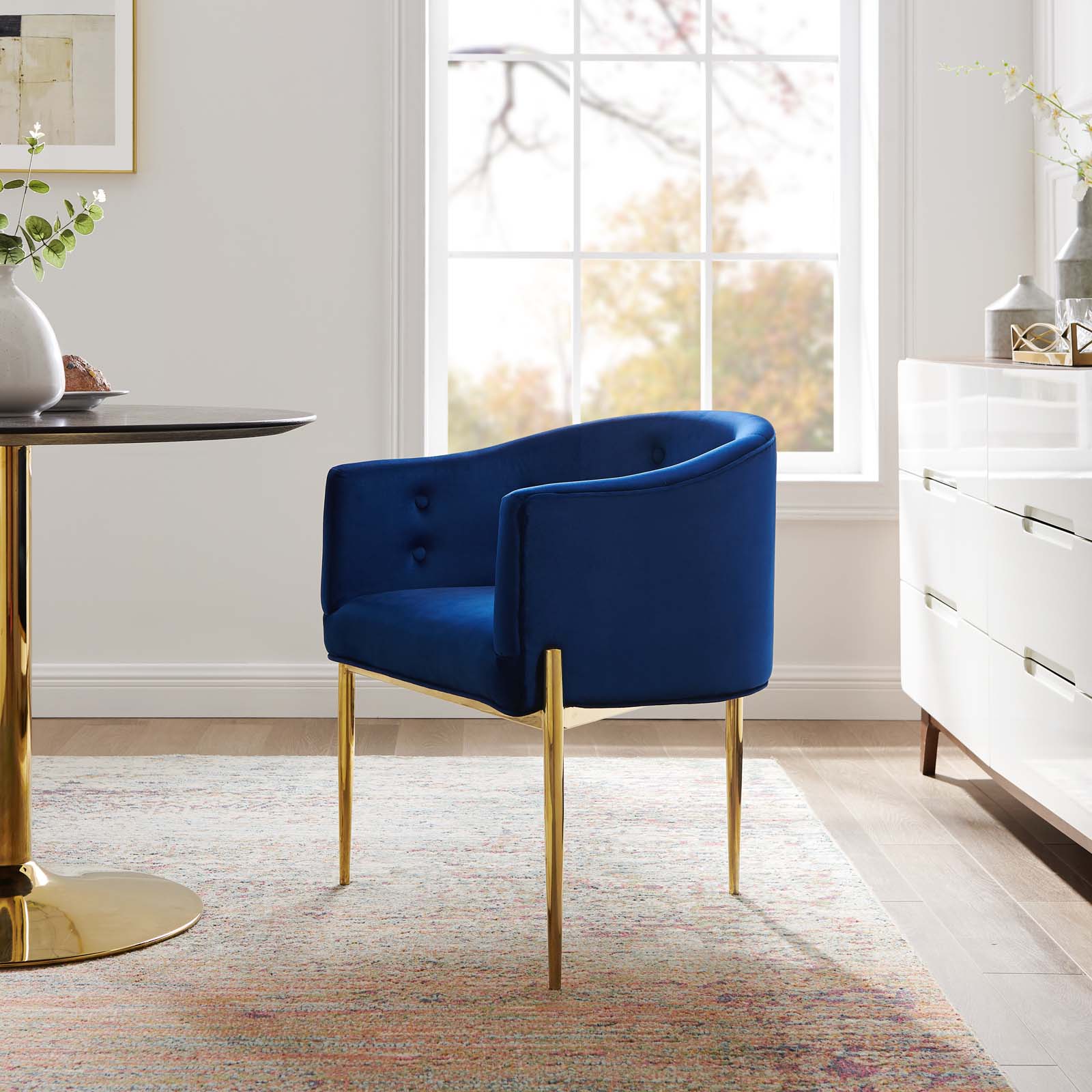 Modway Accent Chairs - Savour Tufted Performance Velvet Accent Chair Navy
