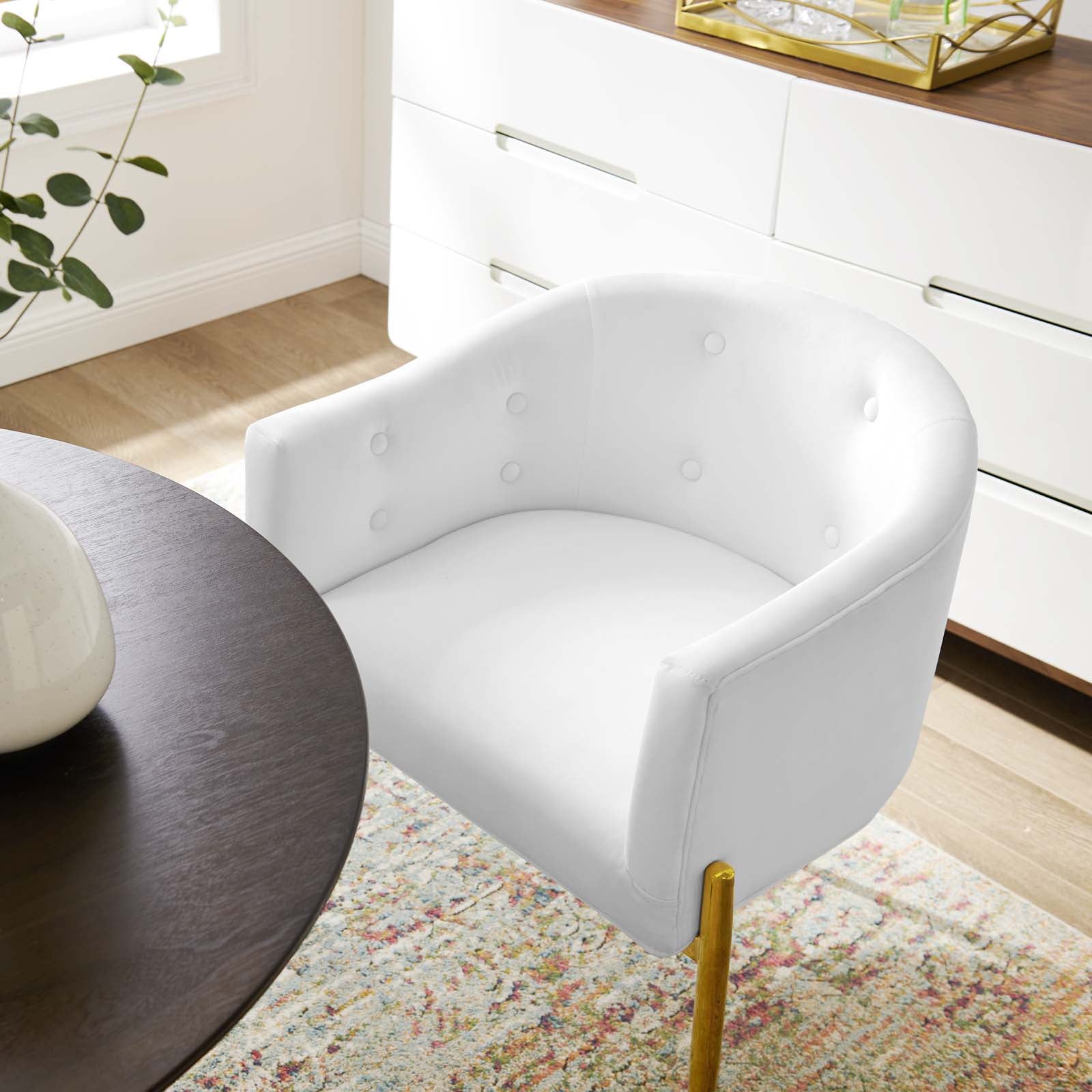 Modway Accent Chairs - Savour Tufted Performance Velvet Accent Chair White