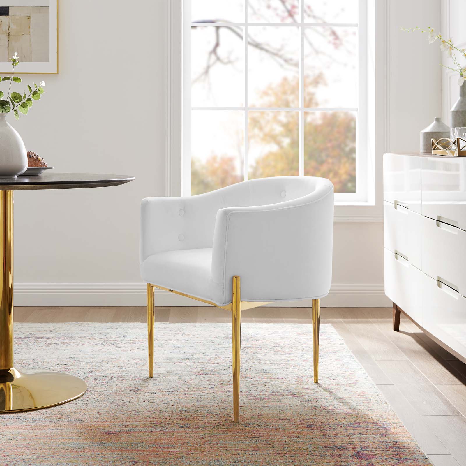 Modway Accent Chairs - Savour Tufted Performance Velvet Accent Chair White
