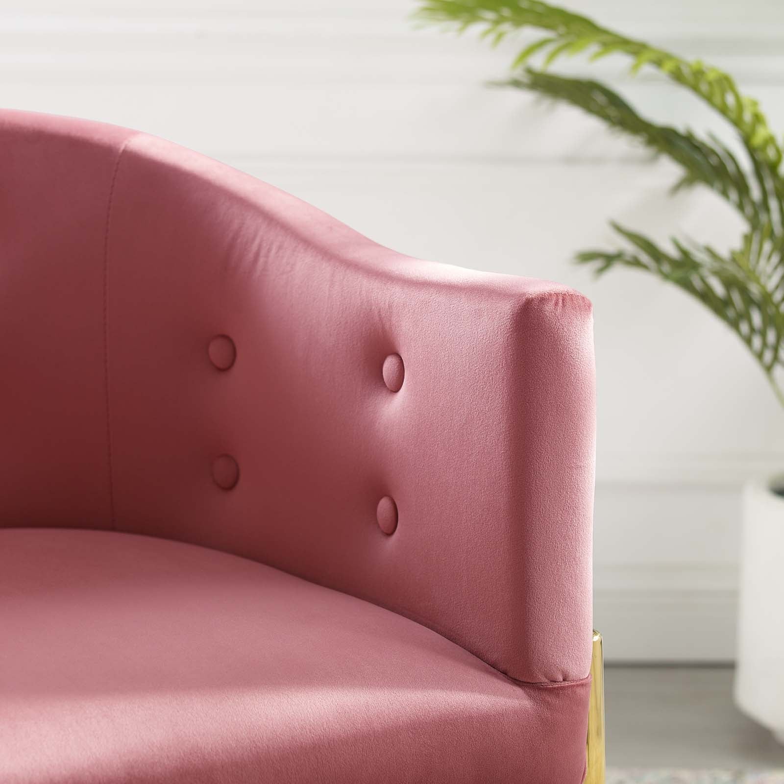 Modway Dining Chairs - Savour Tufted Performance Velvet Accent Dining Armchair Dusty Rose