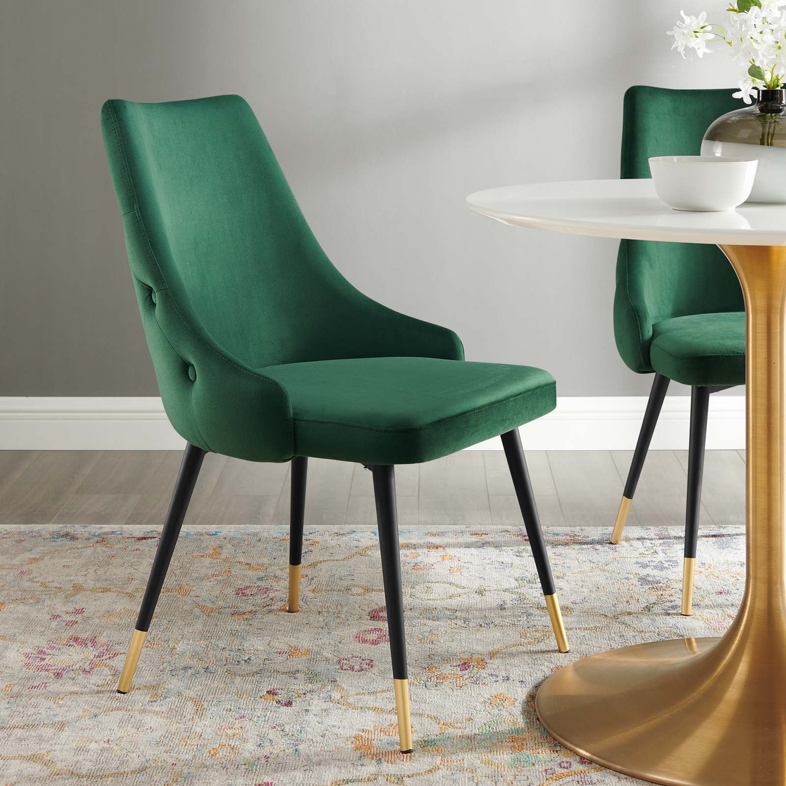 Modway Dining Chairs - Adorn Tufted Performance Velvet Dining Side Chair Green