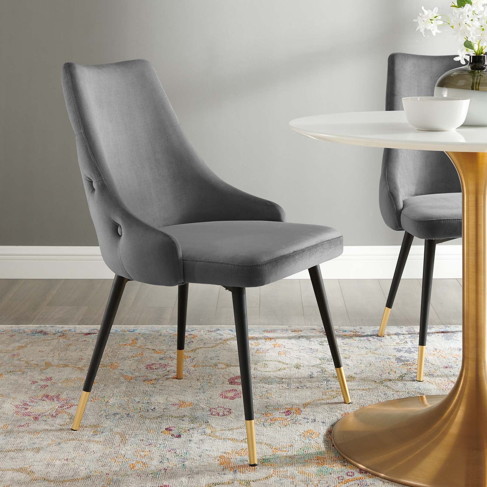 Modway Dining Chairs - Adorn Tufted Performance Velvet Dining Side Chair Gray