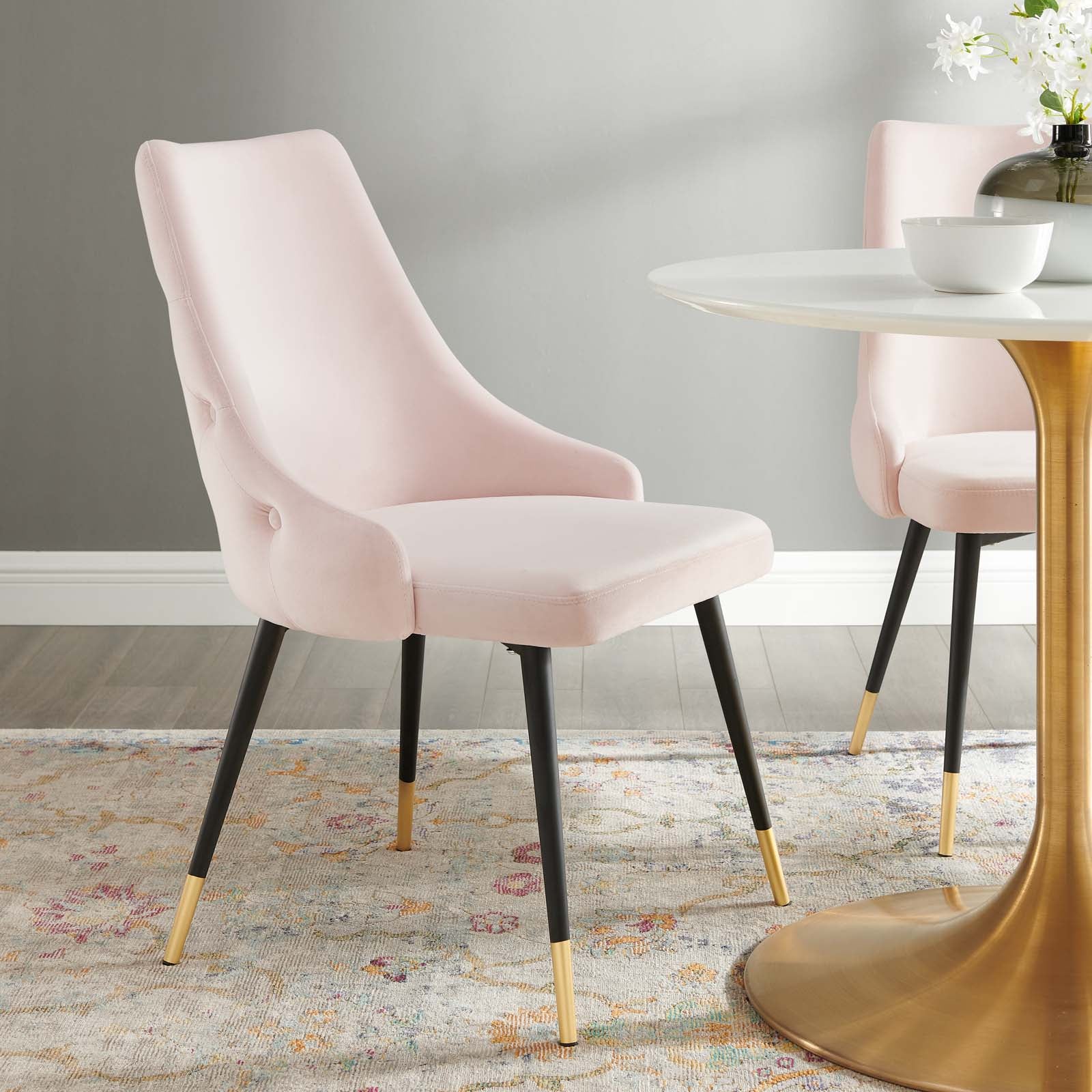 Modway Dining Chairs - Adorn Tufted Performance Velvet Dining Side Chair Pink
