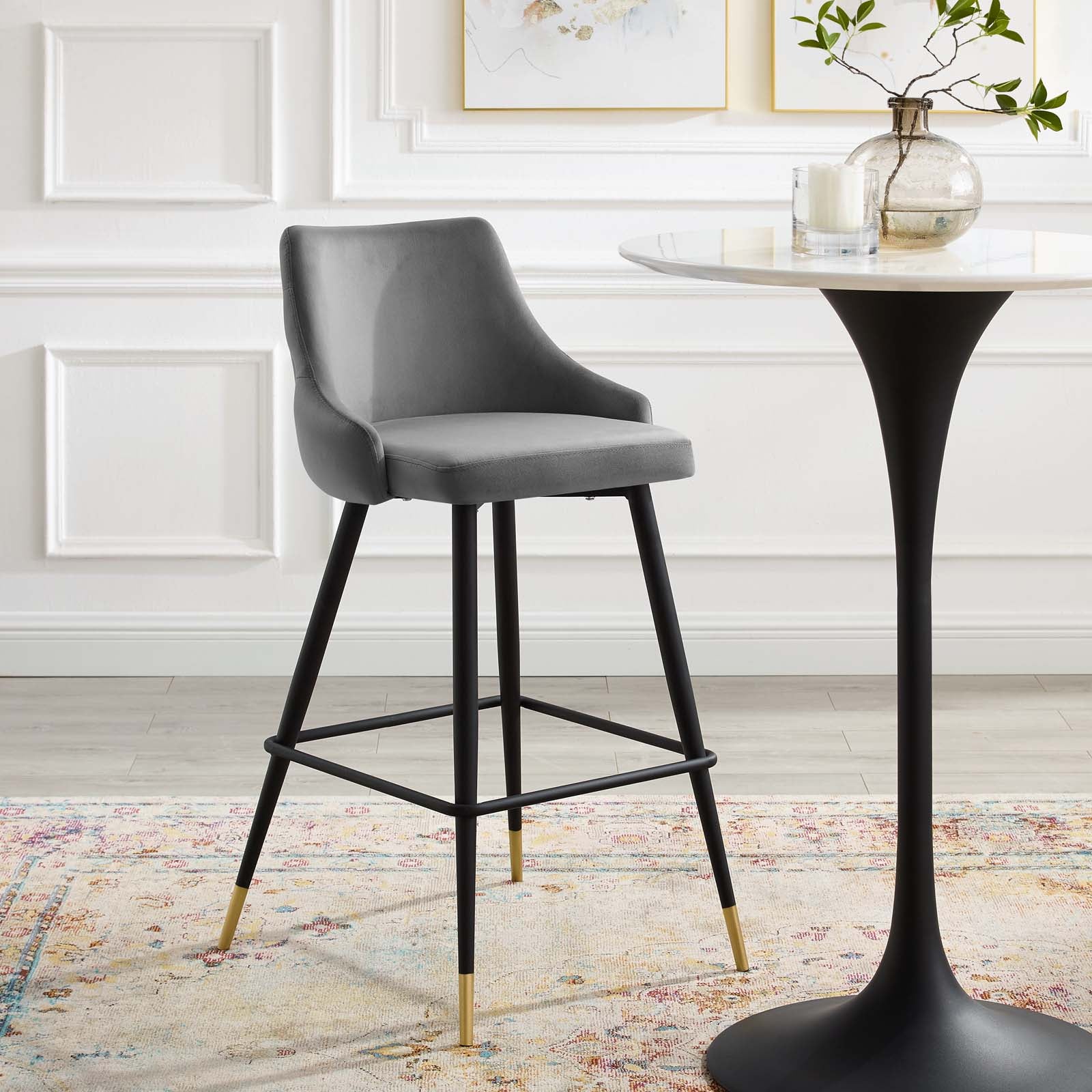 Modway Barstools - Adorn Performance Velvet Bar Stool Gray
