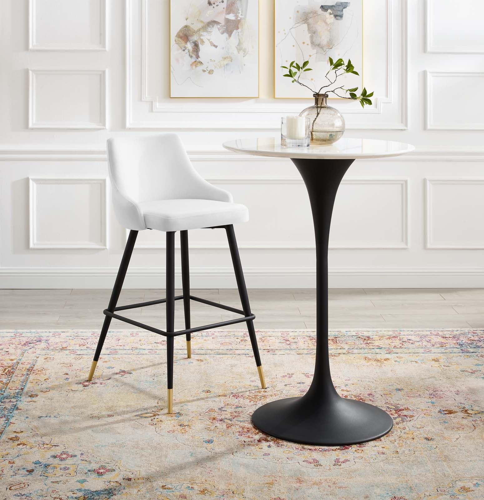 Modway Barstools - Adorn Performance Velvet Bar Stool White