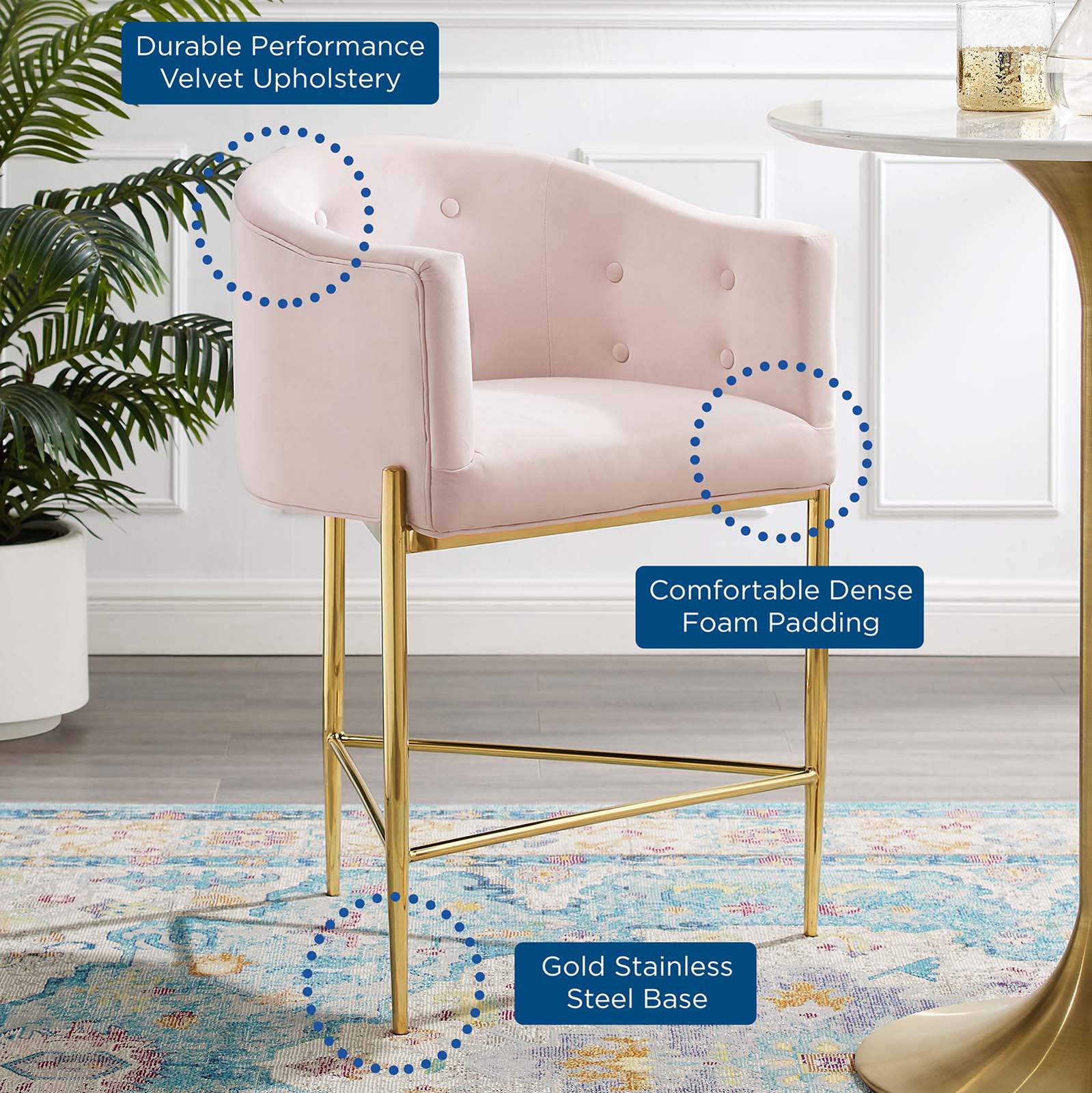Velvet tufted counter 2025 stools