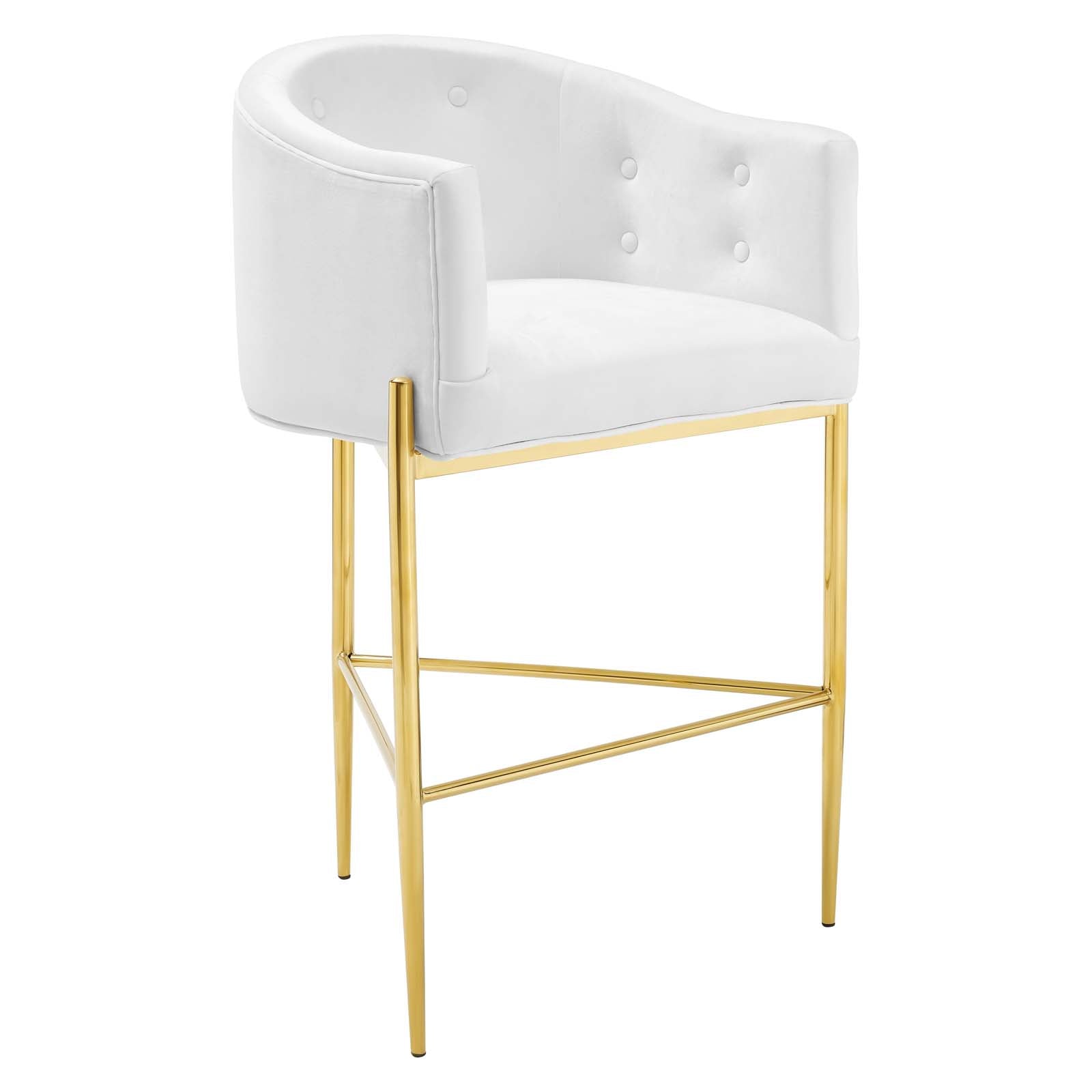 Savour Tufted Performance Velvet Bar Stool White