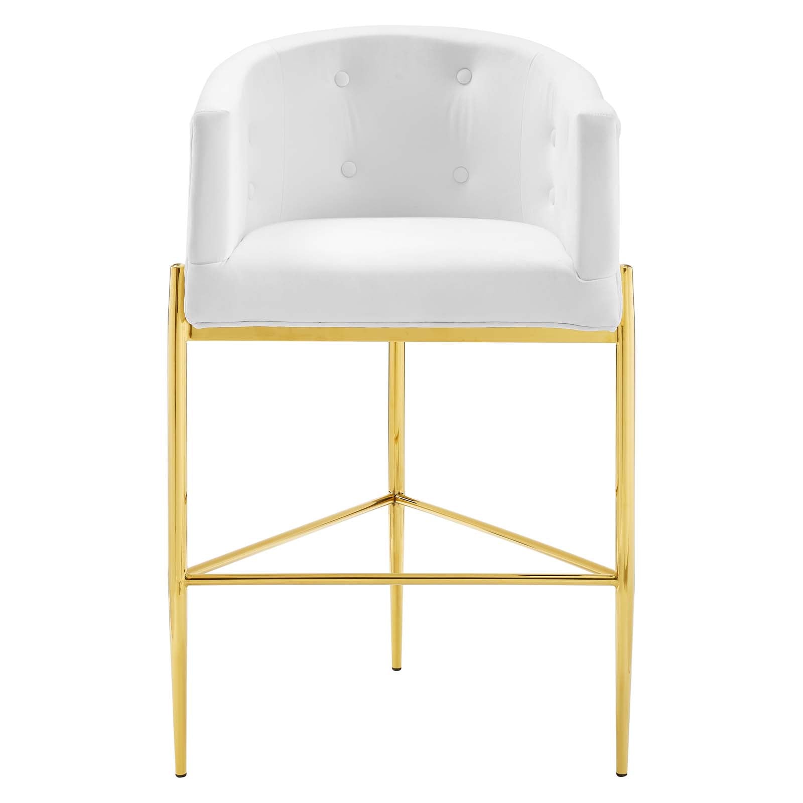 Savour Tufted Performance Velvet Bar Stool White
