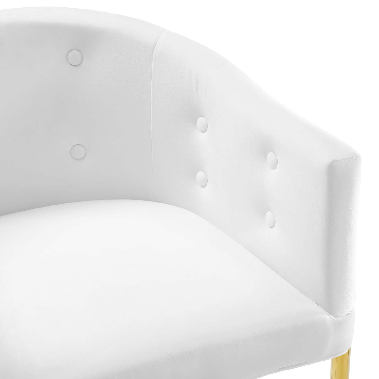 Savour Tufted Performance Velvet Bar Stool White