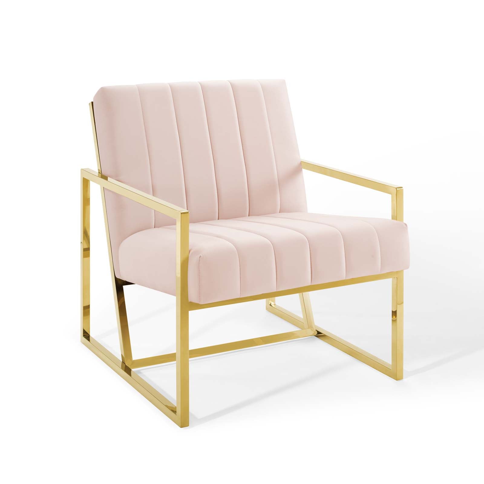 Inspire Channel Tufted Performance Velvet Armchair Pink