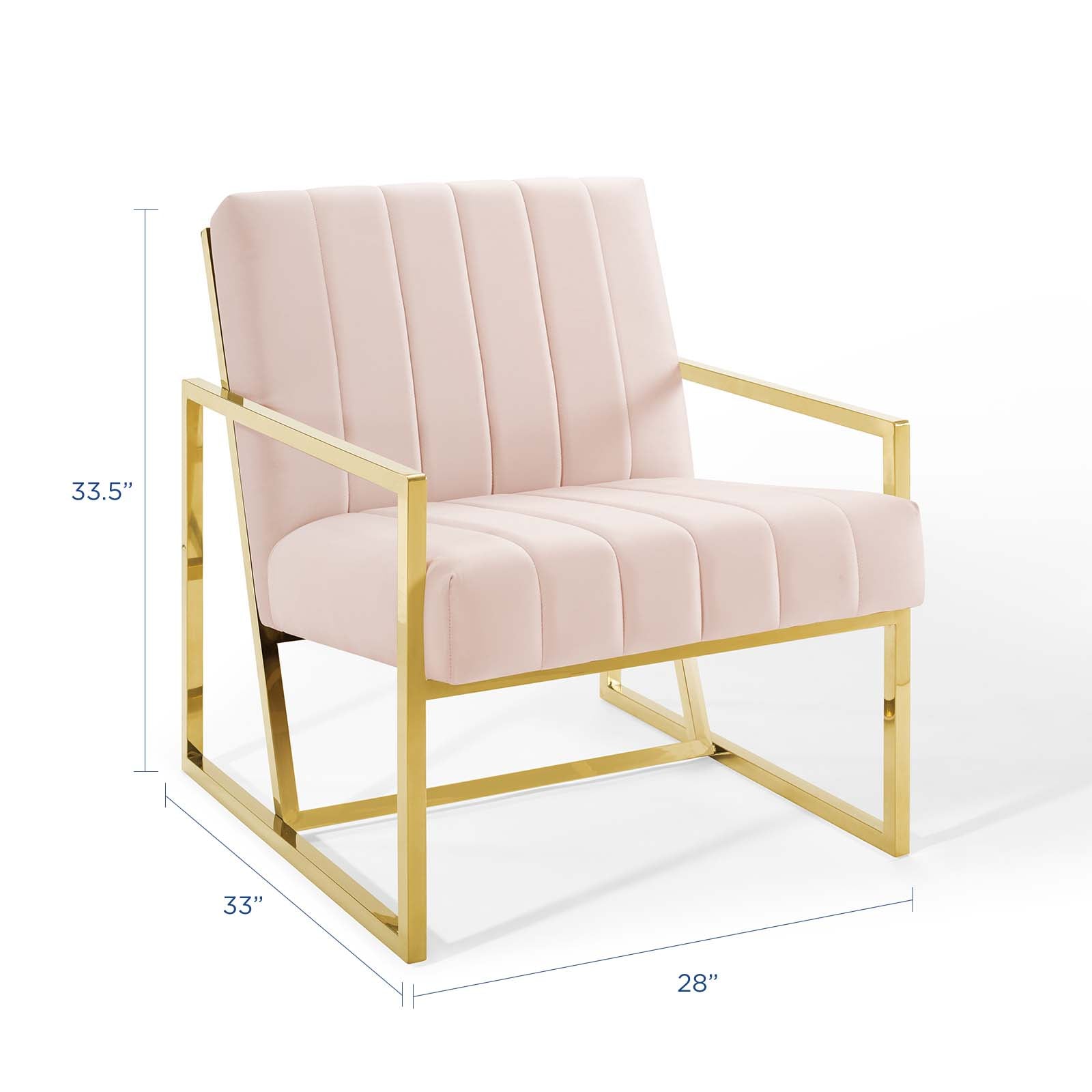 Inspire Channel Tufted Performance Velvet Armchair Pink