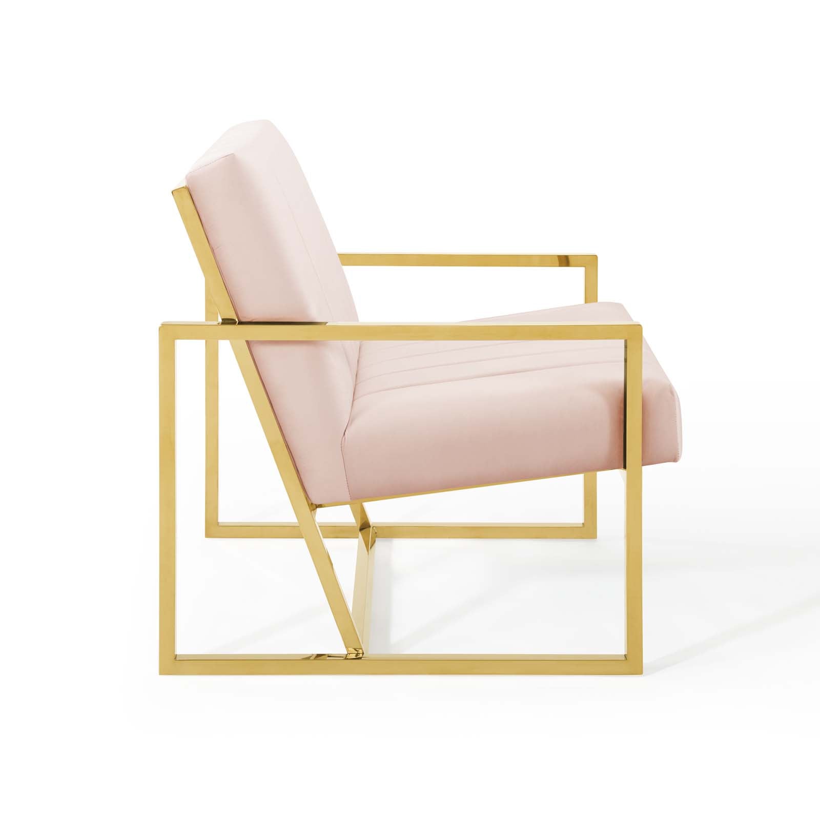 Inspire Channel Tufted Performance Velvet Armchair Pink