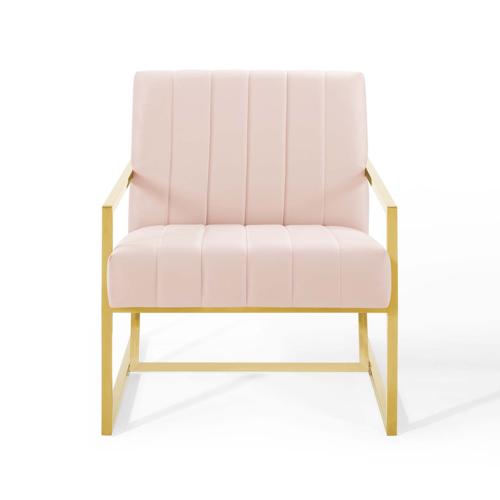Inspire Channel Tufted Performance Velvet Armchair Pink
