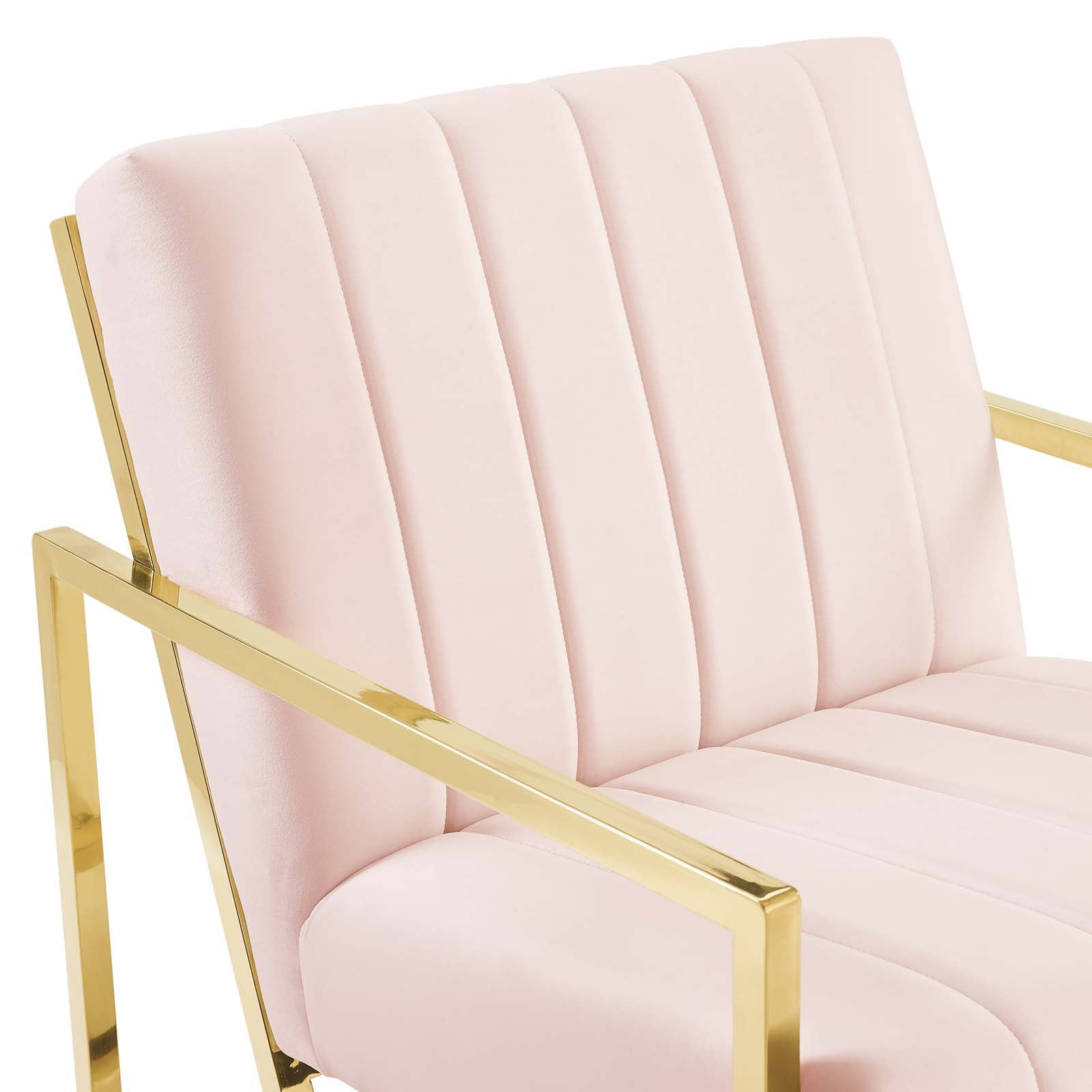 Inspire Channel Tufted Performance Velvet Armchair Pink