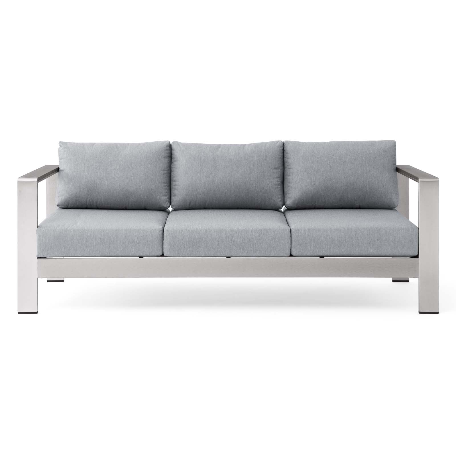 Modway Outdoor Sofas - Shore Outdoor Patio Aluminum Sofa Silver Gray