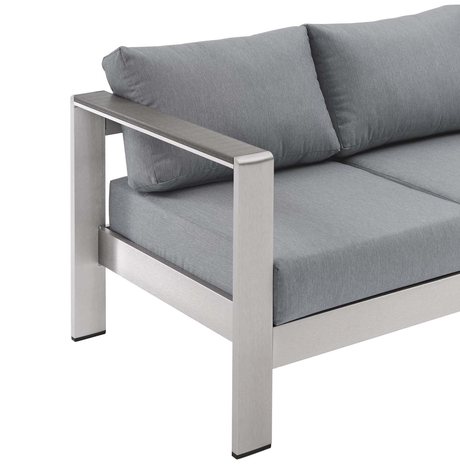 Modway Outdoor Sofas - Shore Outdoor Patio Aluminum Sofa Silver Gray