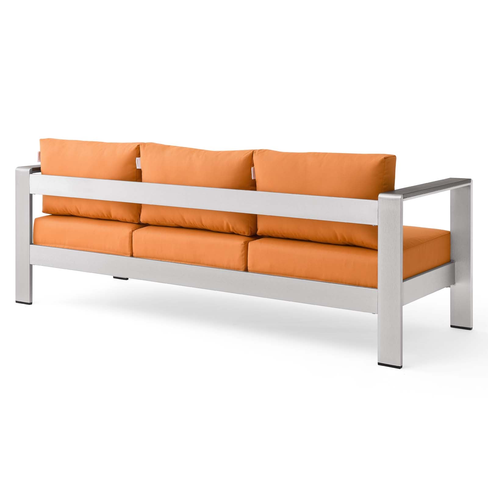 Modway Outdoor Sofas - Shore Outdoor Patio Aluminum Sofa Silver Orange