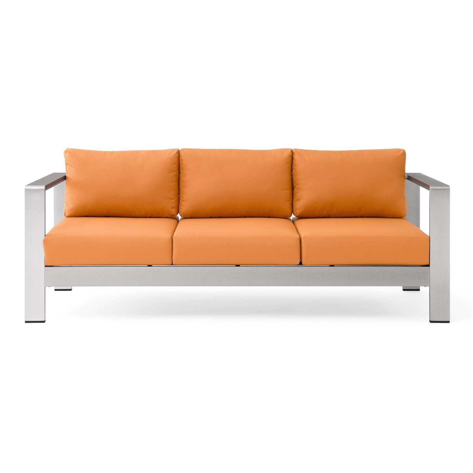 Modway Outdoor Sofas - Shore Outdoor Patio Aluminum Sofa Silver Orange