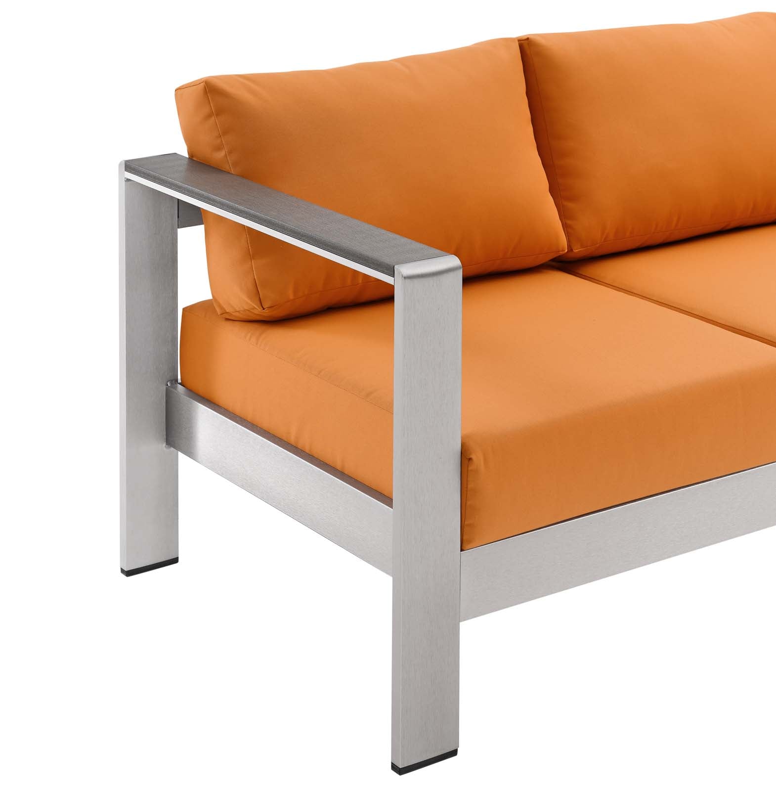 Modway Outdoor Sofas - Shore Outdoor Patio Aluminum Sofa Silver Orange