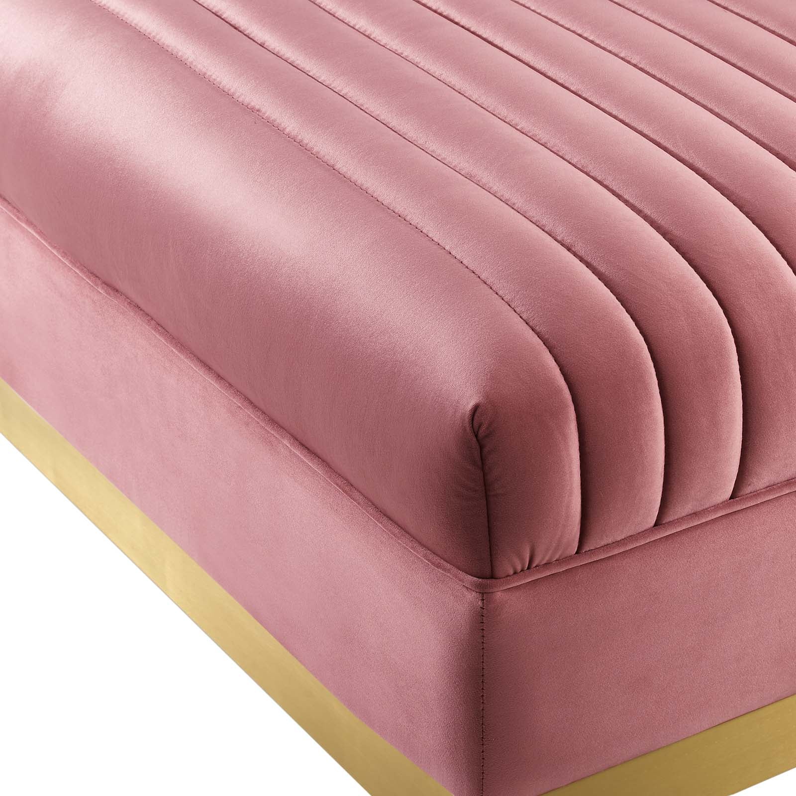 Modway Sectional Sofas - Sanguine 3 Piece Performance Velvet Sectional Sofa Set Dusty Rose