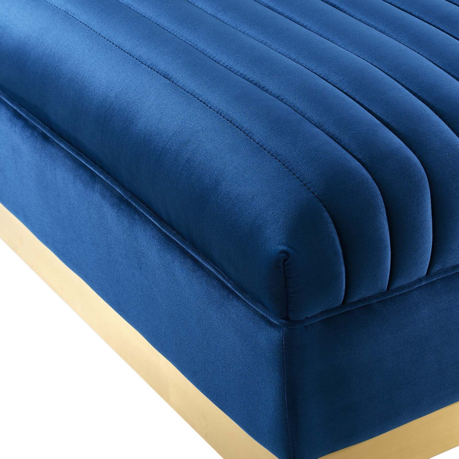 Modway Sectional Sofas - Sanguine 3 Piece Performance Velvet Sectional Sofa Set Navy