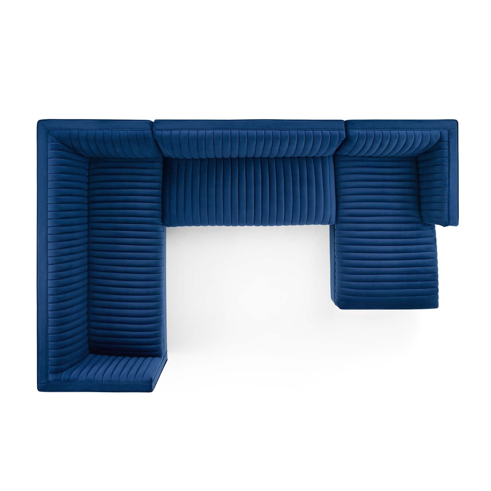 Modway Sectional Sofas - Sanguine 3 Piece Performance Velvet Sectional Sofa Set Navy