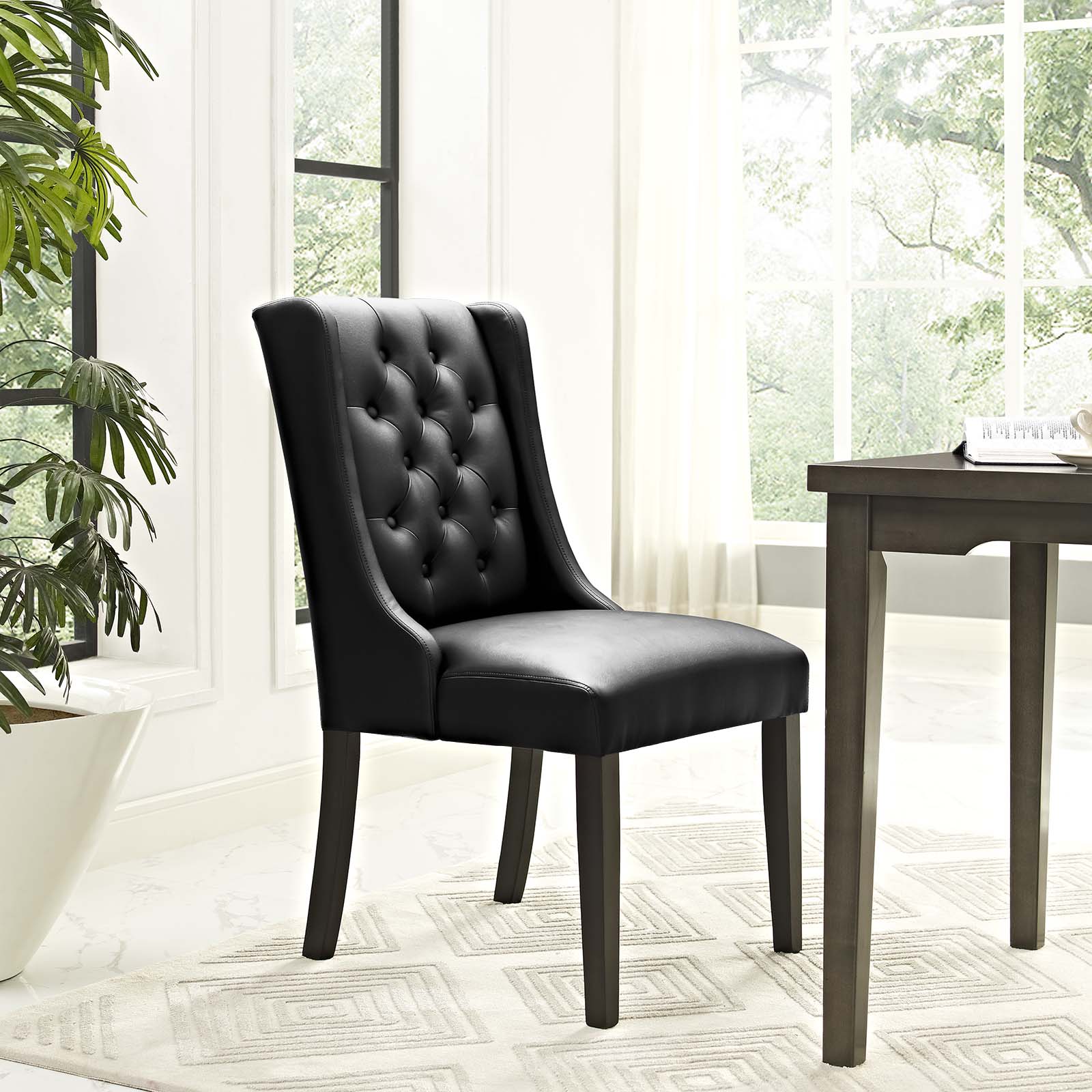 Modway Dining Chairs - Baronet Vinyl Dining Chair Black