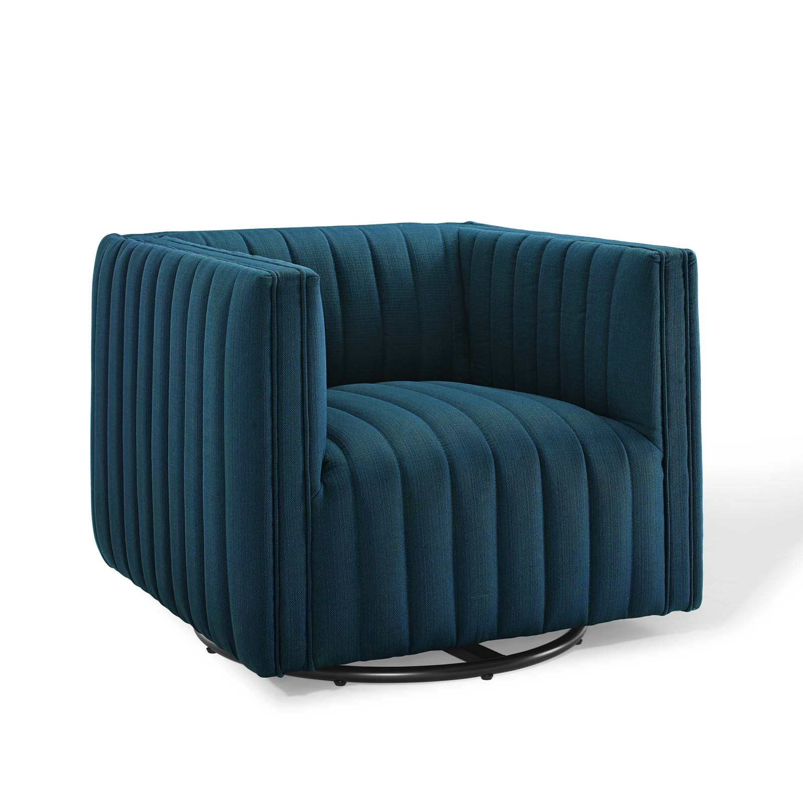 Modway Accent Chairs - Conjure Tufted Swivel Upholstered Armchair Azure