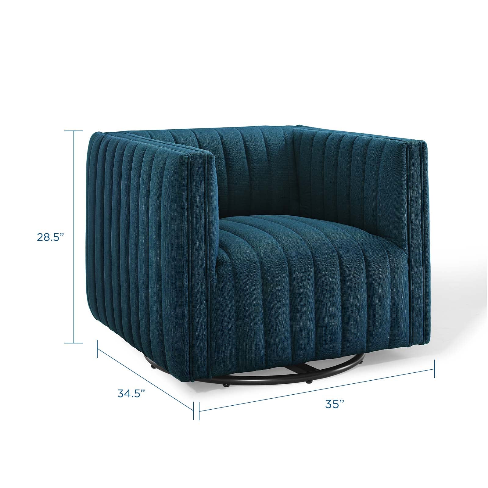 Modway Accent Chairs - Conjure Tufted Swivel Upholstered Armchair Azure