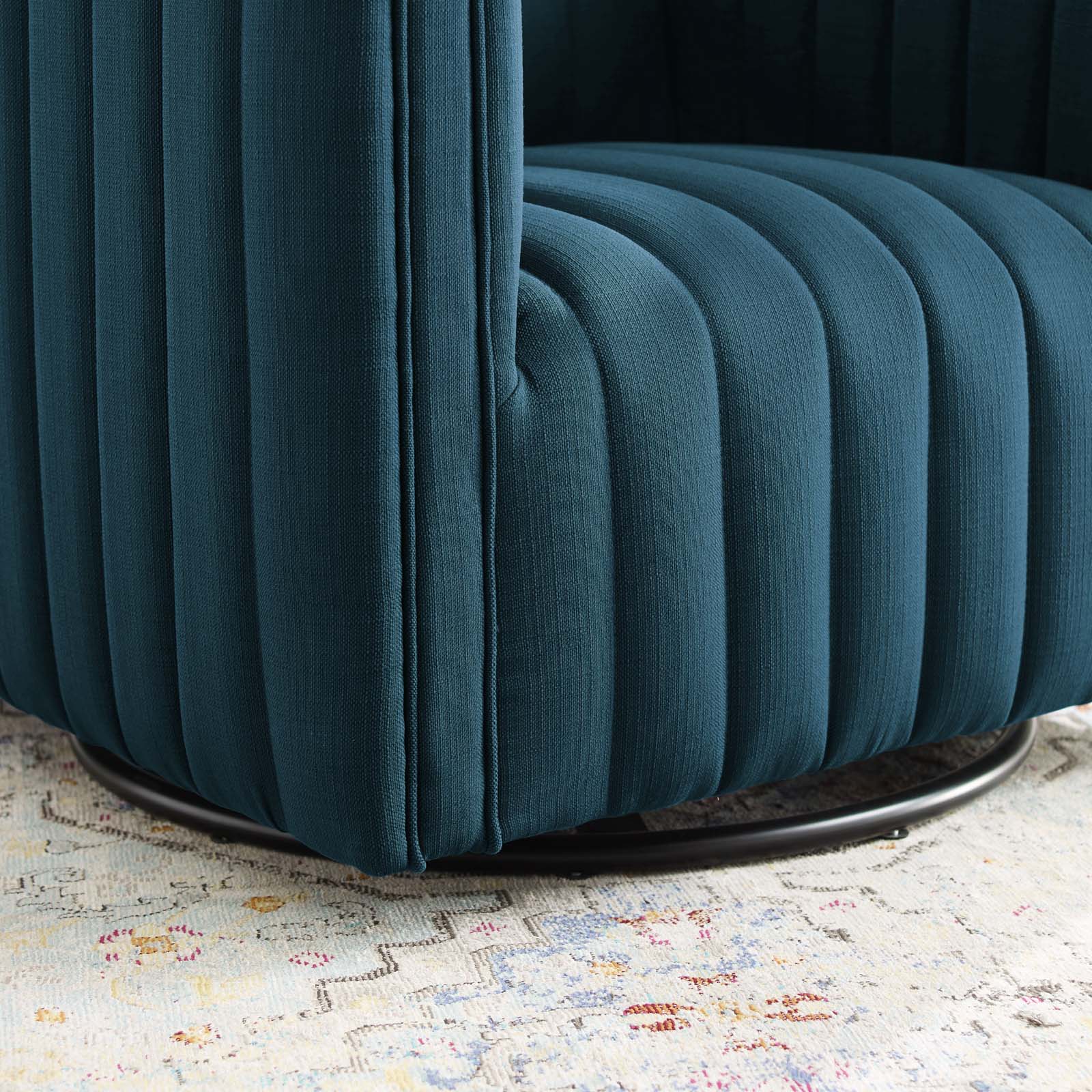 Modway Accent Chairs - Conjure Tufted Swivel Upholstered Armchair Azure