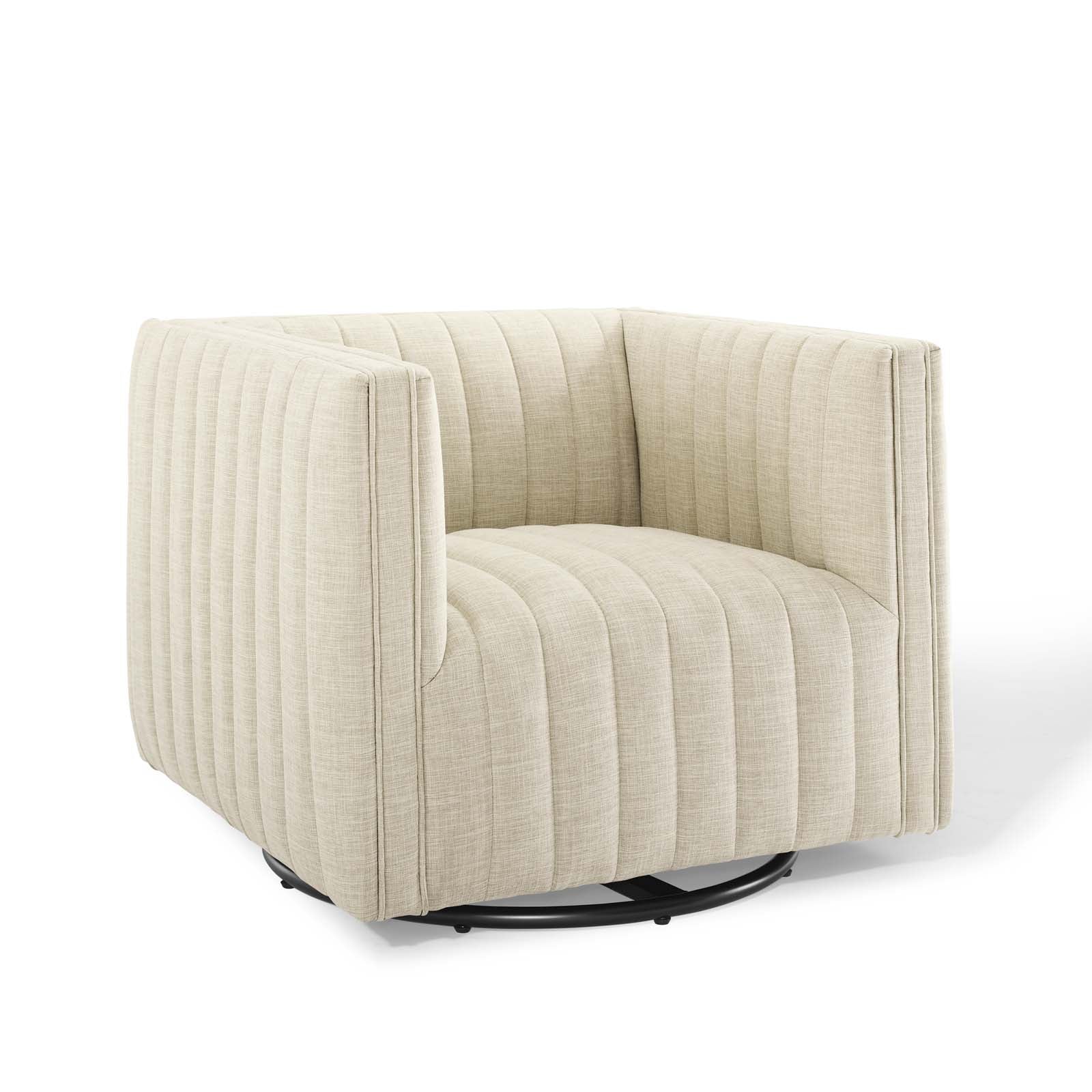 Modway Accent Chairs - Conjure Tufted Swivel Upholstered Armchair Beige